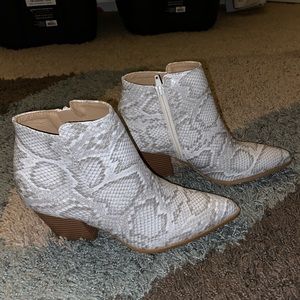 Snakeskin booties